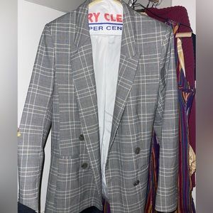 Plaid grey blazer- neutrals